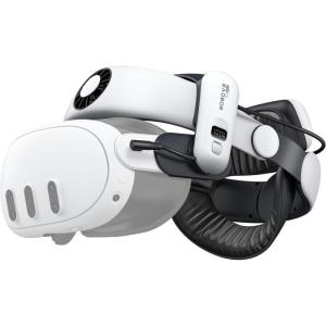 imageBOBOVR S3 Pro Battery Strap AccessoriesHead Air Cooling System and 10000mah Hotswappable Battery PackCompatible with Meta Quest 3Quest 3S